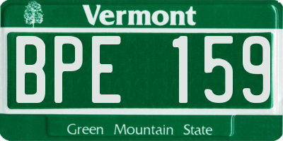 VT license plate BPE159