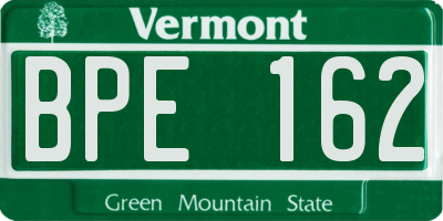 VT license plate BPE162