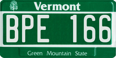 VT license plate BPE166