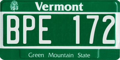 VT license plate BPE172
