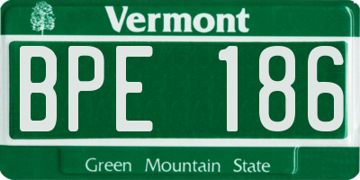 VT license plate BPE186