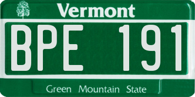 VT license plate BPE191