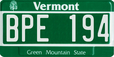 VT license plate BPE194
