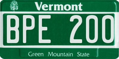 VT license plate BPE200