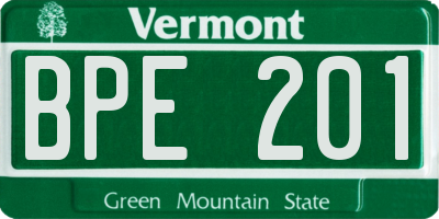 VT license plate BPE201