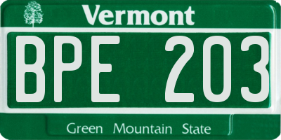 VT license plate BPE203