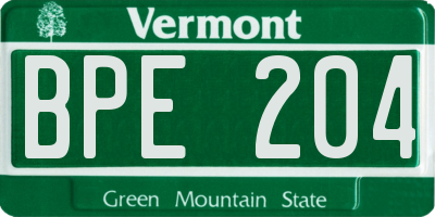 VT license plate BPE204