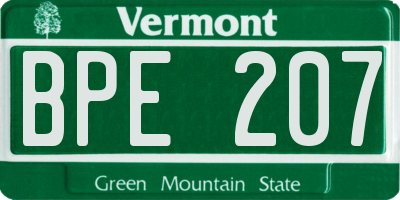 VT license plate BPE207