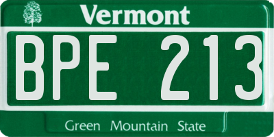VT license plate BPE213