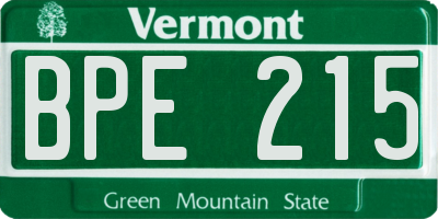 VT license plate BPE215