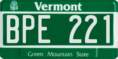 VT license plate BPE221