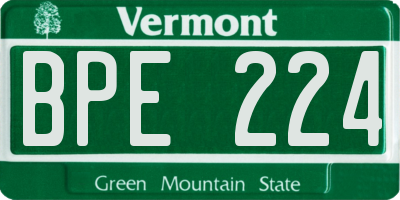 VT license plate BPE224