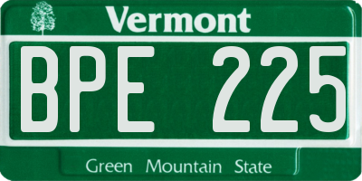 VT license plate BPE225