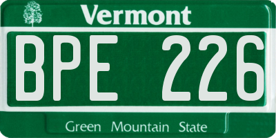 VT license plate BPE226