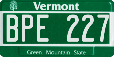 VT license plate BPE227