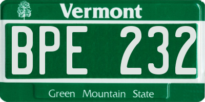 VT license plate BPE232