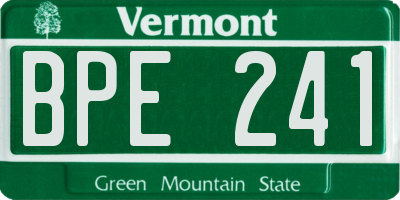 VT license plate BPE241