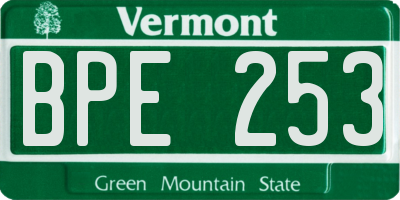 VT license plate BPE253