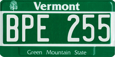 VT license plate BPE255