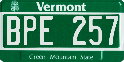 VT license plate BPE257