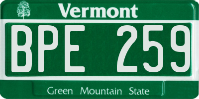 VT license plate BPE259