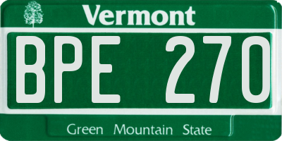 VT license plate BPE270
