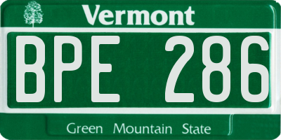 VT license plate BPE286