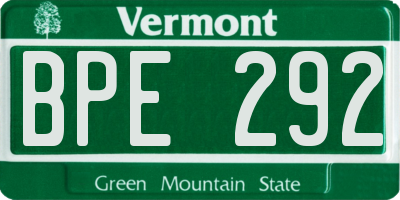 VT license plate BPE292