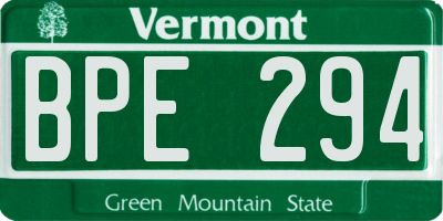 VT license plate BPE294