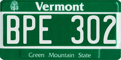 VT license plate BPE302
