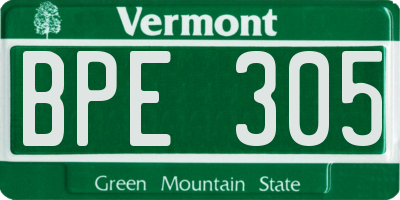 VT license plate BPE305