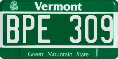 VT license plate BPE309