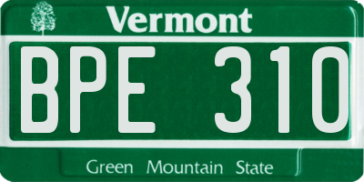 VT license plate BPE310
