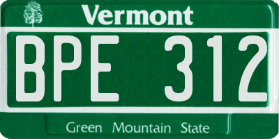 VT license plate BPE312