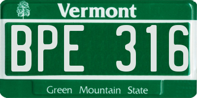 VT license plate BPE316