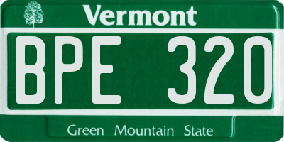 VT license plate BPE320