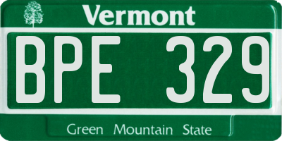 VT license plate BPE329