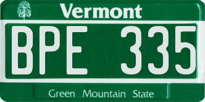VT license plate BPE335