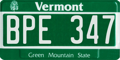 VT license plate BPE347