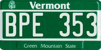 VT license plate BPE353