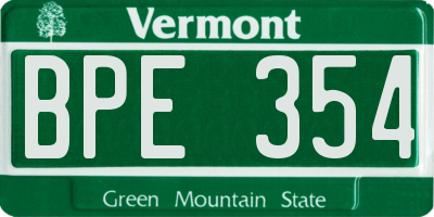 VT license plate BPE354
