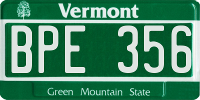 VT license plate BPE356