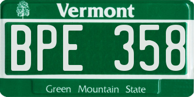 VT license plate BPE358