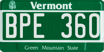 VT license plate BPE360