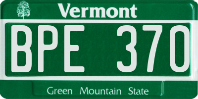 VT license plate BPE370