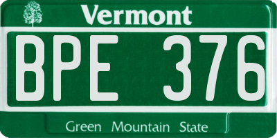 VT license plate BPE376