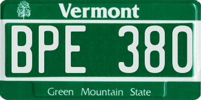 VT license plate BPE380
