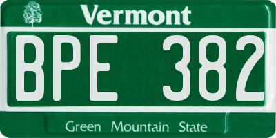 VT license plate BPE382