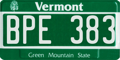 VT license plate BPE383