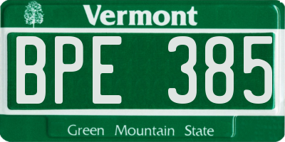 VT license plate BPE385